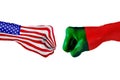 USA and Portugal flag. Concept fight, business competition, conflict or sporting events Royalty Free Stock Photo