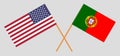 USA and Portugal. The United States of America and Portuguese flags. Official colors. Correct proportion. Vector