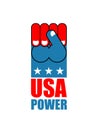 USA power. Patriot fist emblem. Sign of strong America. Logo for