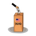 USA presidential election day concept vector illustration. Hand putting voting paper in the ballot box. Voting concept in flat Royalty Free Stock Photo