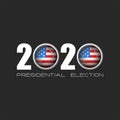 USA presidential election logo number 2020 with zeros in the form of round icons of the American flag, a template for the