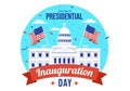 USA Presidential Inauguration Day Vector Illustration January 20 with Capitol Building Washington D.C. and American Flag