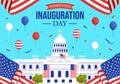 USA Presidential Inauguration Day Vector Illustration January 20 with Capitol Building Washington D.C. and American Flag