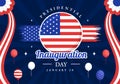 USA Presidential Inauguration Day Vector Illustration January 20 with Capitol Building Washington D.C. and American Flag