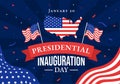 USA Presidential Inauguration Day Vector Illustration January 20 with Capitol Building Washington D.C. and American Flag