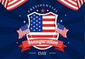 USA Presidential Inauguration Day Vector Illustration January 20 with Capitol Building Washington D.C. and American Flag