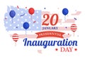 USA Presidential Inauguration Day Vector Illustration January 20 with Capitol Building Washington D.C. and American Flag