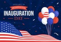 USA Presidential Inauguration Day Vector Illustration January 20 with Capitol Building Washington D.C. and American Flag Royalty Free Stock Photo