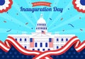 USA Presidential Inauguration Day Vector Illustration January 20 with Capitol Building Washington D.C. and American Flag