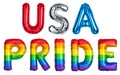 USA Pride. Rainbow Helium balloon. Rainbow flag symbol gays and lesbians LGBT, LGBTQ. Rainbow colors. Alphabet letters