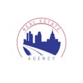 USA real estate company emblem idea. American flag colors