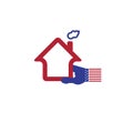 USA real estate company emblem idea. American flag colors Royalty Free Stock Photo