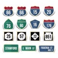 usa road sign collection. Vector illustration decorative design Royalty Free Stock Photo