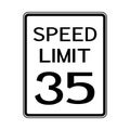 USA Road Traffic Transportation Sign: Speed Limit 35 On White Background,Vector Illustration Royalty Free Stock Photo