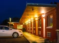 USA roadside motel in the night. Royalty Free Stock Photo