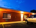 USA roadside motel in the night. Royalty Free Stock Photo