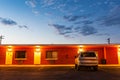 USA roadside motel in the night. Royalty Free Stock Photo