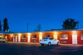 USA roadside motel in the night. Royalty Free Stock Photo