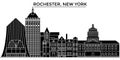 Usa, Rochester, New York Architecture Vector City Skyline, Travel Cityscape With Landmarks, Buildings, Isolated Sights