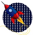 USA rocket go to space illustration