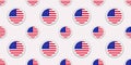 USA round flag seamless pattern. American background. Vector circle icons. The United States of America symbols. Texture for Engli Royalty Free Stock Photo