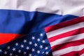 USA and Russia. Usa flag and Russia flag Royalty Free Stock Photo