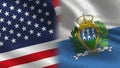 Usa and San Marino Realistic Half Flags Together