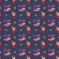 USA seamless pattern. 4th of July background with symbols of Americans Government such as statue of liberty, flag, american eagle