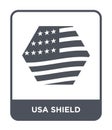 usa shield icon in trendy design style. usa shield icon isolated on white background. usa shield vector icon simple and modern Royalty Free Stock Photo