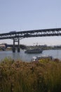 USA_SHIP SAIL UDER MARQUAM BRIDGE Royalty Free Stock Photo