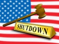 Usa Shutdown Gavel Political Government Shut Down Means National Furlough