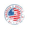 USA sign, vintage grunge imprint with flag on white Royalty Free Stock Photo
