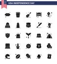 25 USA Solid Glyph Pack of Independence Day Signs and Symbols of kite; day; guiter; saloon; bar Royalty Free Stock Photo