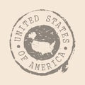 USA Stamp Postal. Map Silhouette rubber Seal.  Design Retro Travel. Seal of Map UNITED STATES OF AMERICA grunge  for your design. Royalty Free Stock Photo