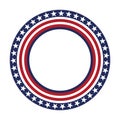 USA star vector pattern round frame. American patriotic circle border with stars and stripes pattern.