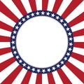 USA star vector pattern round frame. American patriotic circle border with stars and stripes pattern.