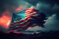 USA Stars and Stripes or Star Spangled Banner of the American national flag distressed shown riding an ocean wave Royalty Free Stock Photo