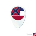 USA State Mississippi flag location map pin icon on white backgr Royalty Free Stock Photo