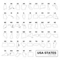USA states linear maps vector illustration set