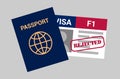 USA student viza F1. Visa in the United States study for foreign students. Royalty Free Stock Photo