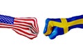 USA and Sweden flag. Concept fight, business competition, conflict or sporting events Royalty Free Stock Photo