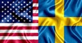 USA and Sweden flag silk Royalty Free Stock Photo