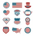 USA symbol set. American emblems collection. US labels, badges and shields.