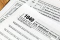USA tax form 1040 for US individual tax return. Royalty Free Stock Photo