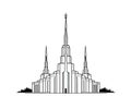 USA Temple Icon Isolated, Futuristic Brutalism Style, Modern Church Silhouette, American Castle, New