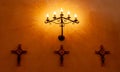 USA, TEXAS - NOVEMBER 25, 2011: vintage lamps inside the church at the tourist site in Mission San Jose, San Antonio, Texas