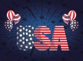 Usa text with balloons vector design Royalty Free Stock Photo