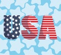 Usa text in front of stars background vector design Royalty Free Stock Photo