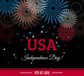 USA 4th of July Independence Day placard, banner or greeting card with fireworks Royalty Free Stock Photo