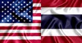 USA and Thailand flag silk Royalty Free Stock Photo